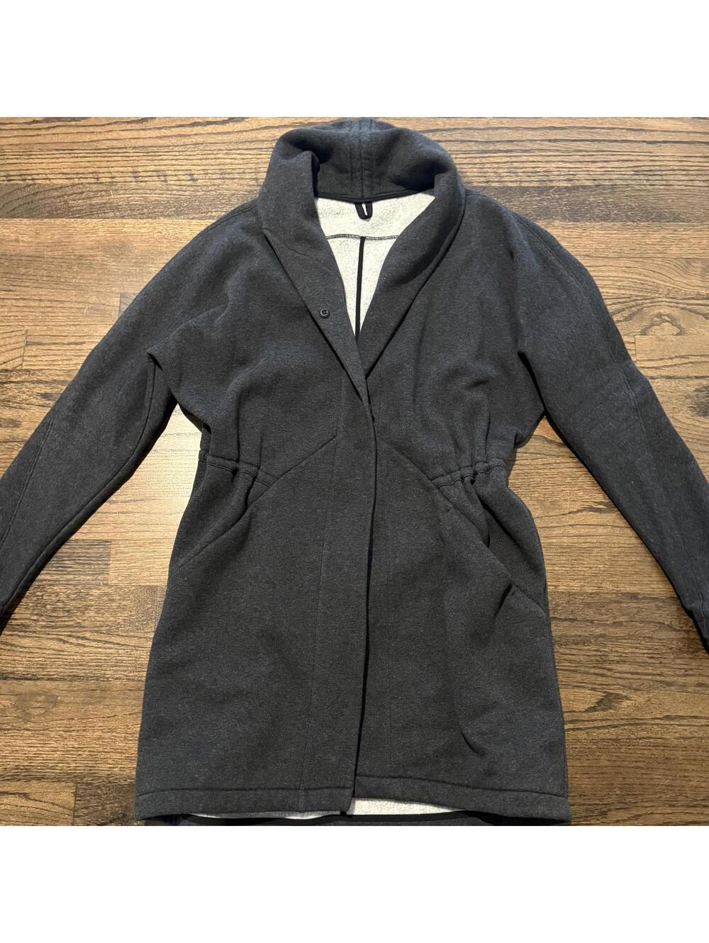 Lululemon &Go Take You There Heathered Black Wrap Fleece Jacket SZ 8